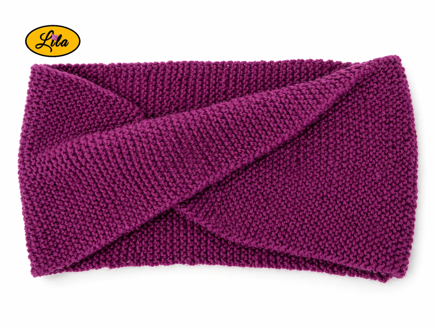 Snood en laine mauve sur fond blanc vue produit