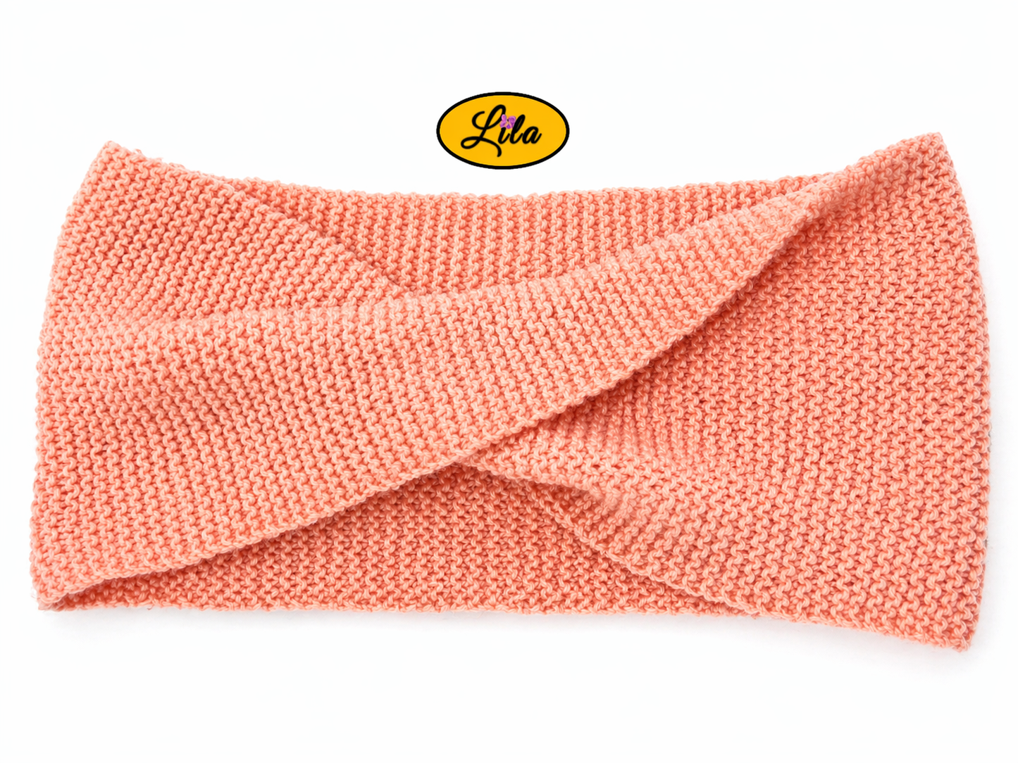 Snood en laine rose saumon sur fond blanc vue produit