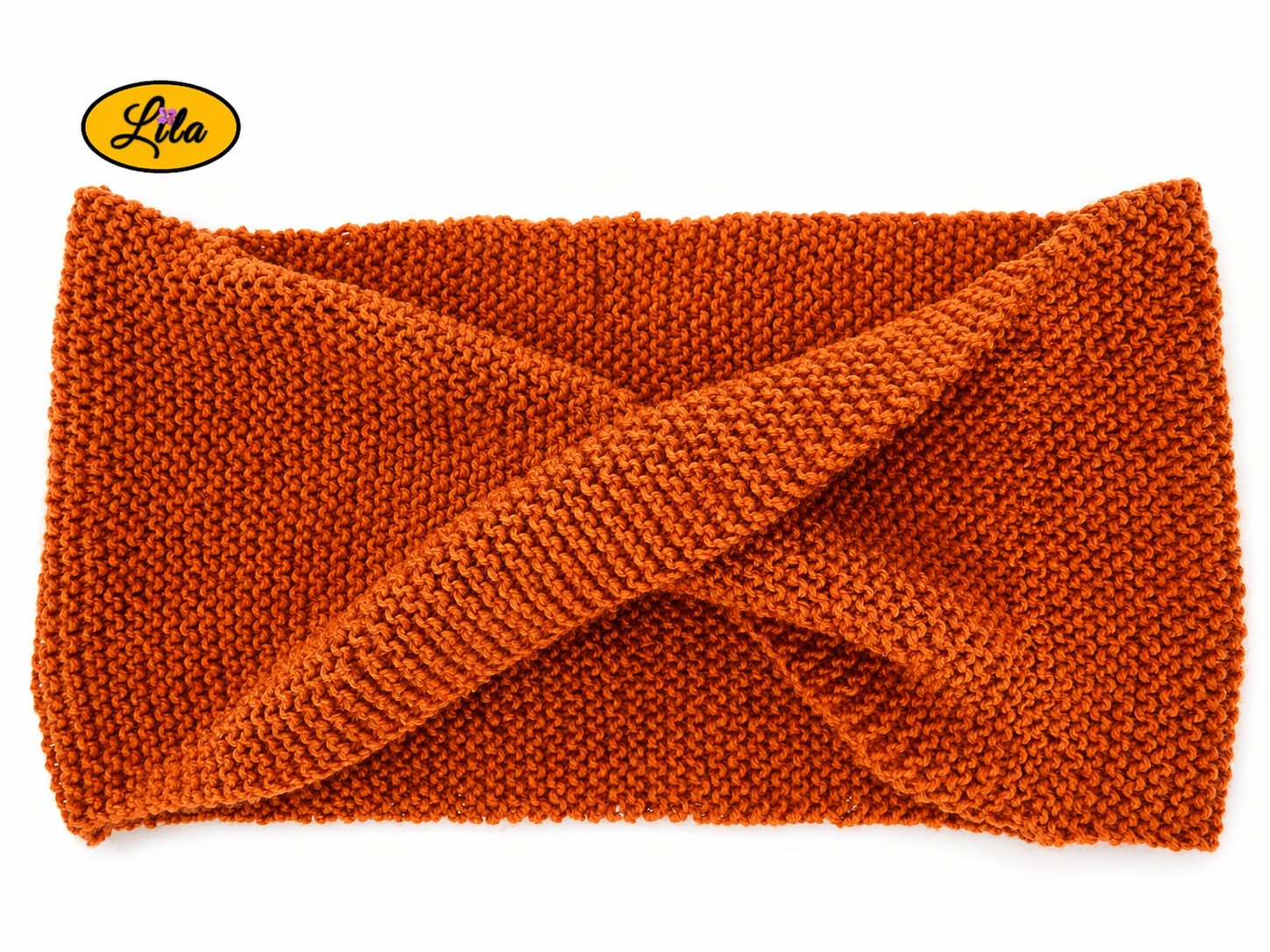 Snood en laine rouille sur fond blanc vue produit